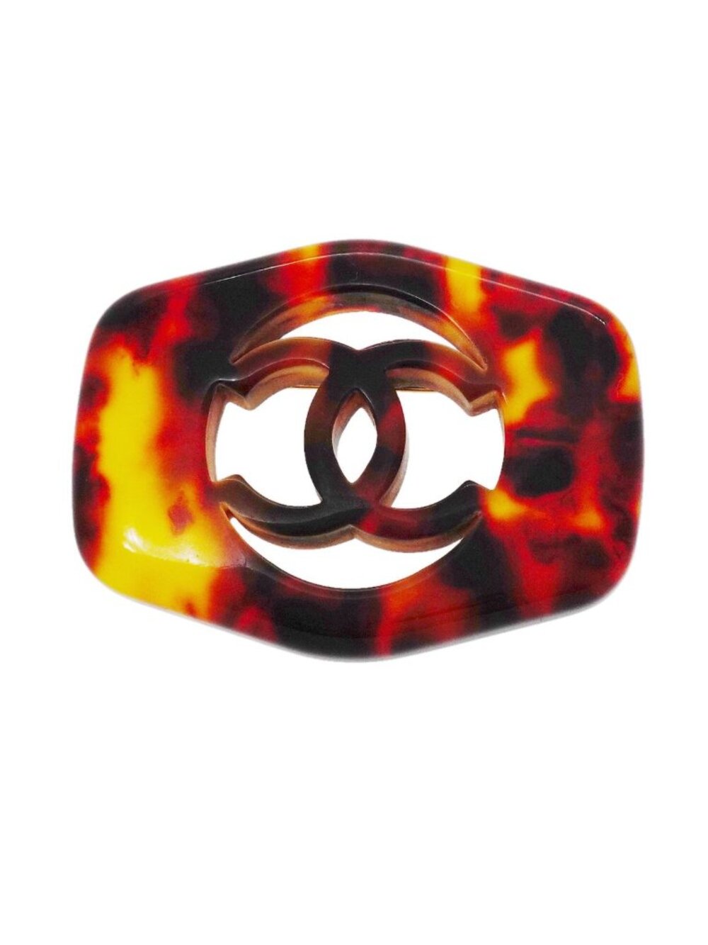 Chanel Brooch Vintage CC Logo Tortoiseshell Gold Plated